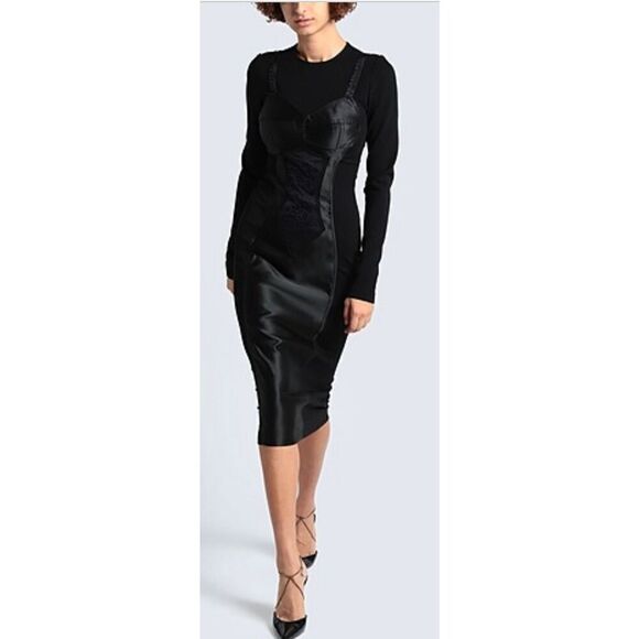 Dolce & Gabbana Black Midi Sheath Dress Made in Italy NWOT Size 36/0 - Picture 1 of 12